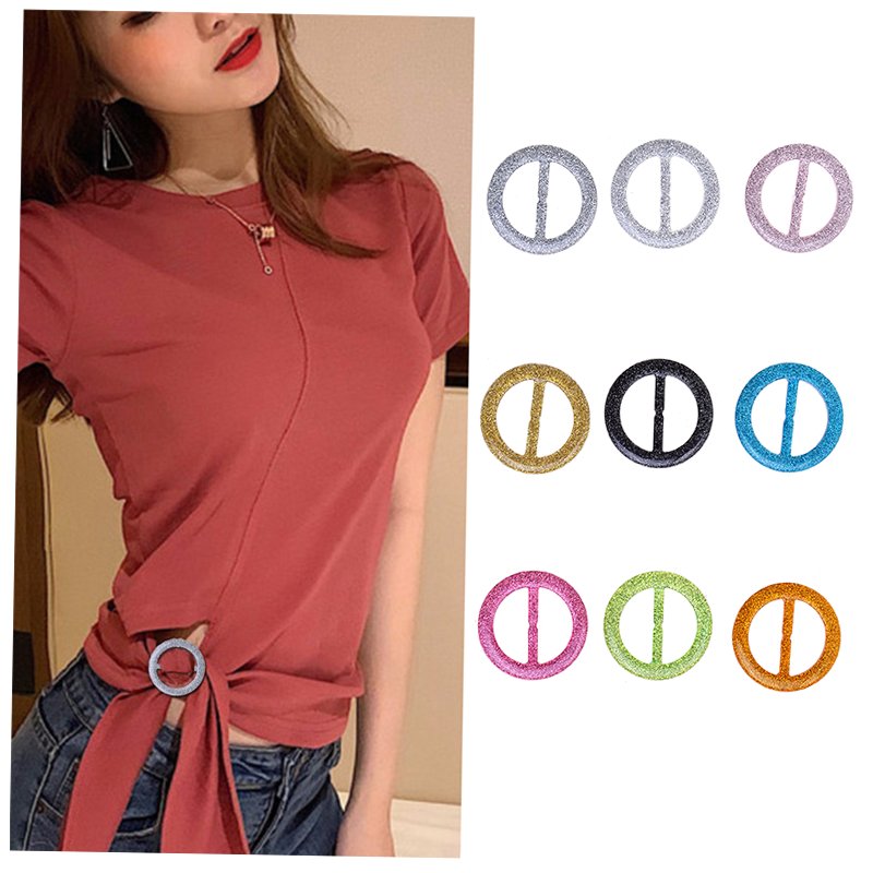 Fashion Round T-Shirt Ties Clip Resin Scarves Buckle Clothing Corner Knotted Ring Buckle Scarf Ring for Girl Women