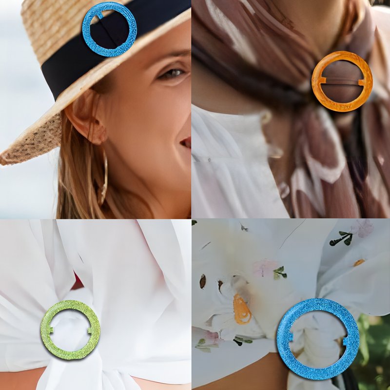 Fashion Round T-Shirt Ties Clip Resin Scarves Buckle Clothing Corner Knotted Ring Buckle Scarf Ring for Girl Women