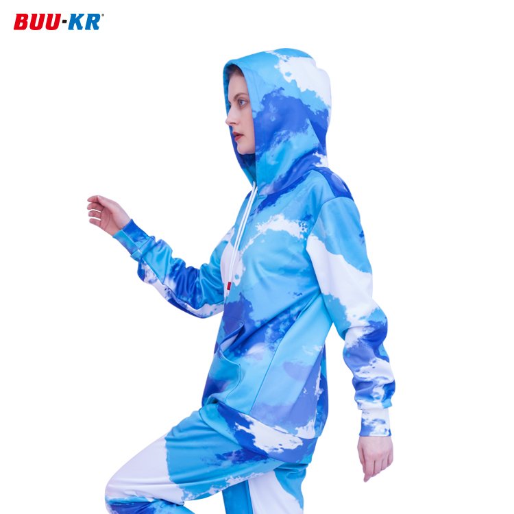 Buker 100% Polyester Tie Dye Sublimation Bleached Blank Plain Fuzzy Oversize Hoodie