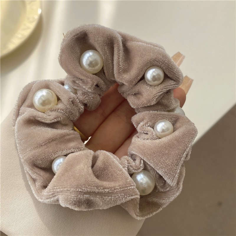 Corduroy simple Korean style headband new pearl big hair rope rubber band tied candy colored rubber band simple hair tie