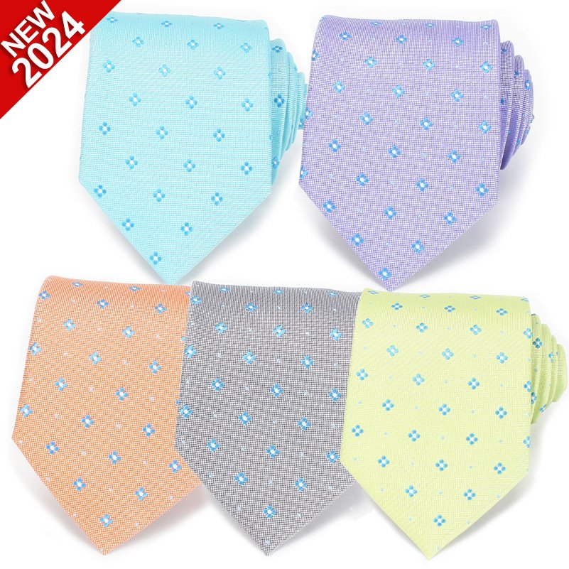 2024 Manufacturer Custom Plain/Striped/Polka dot/Plaid Pattern Men Necktie Wholesale Men's Western Style Polyester Business Tie