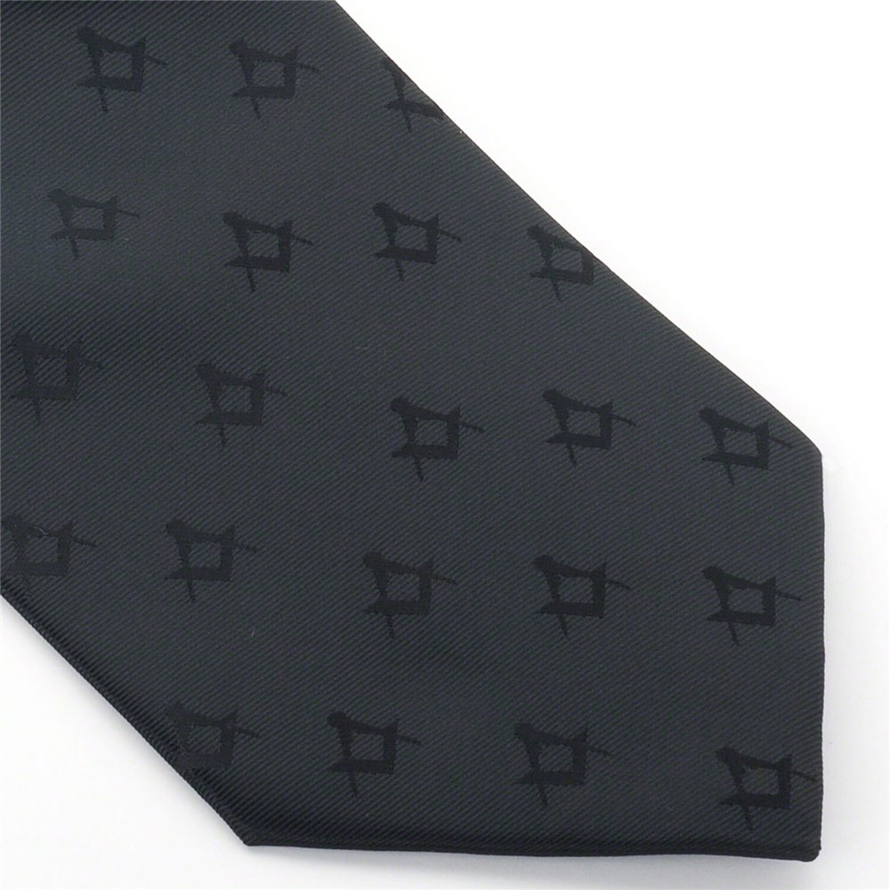 Quality New Craft Masonic Black Square & Compass Design Tie Regalia Masons Gift Mens Polyester Neck Ties Wholesale