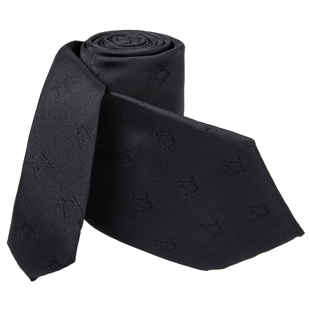 Quality New Craft Masonic Black Square & Compass Design Tie Regalia Masons Gift Mens Polyester Neck Ties Wholesale