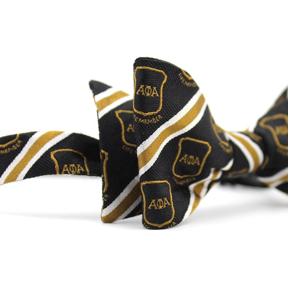 Mens Bowtie Fraternity Wholesale Adjustable Vintage Striped Black Custom Woven Logo Silk Man Self Tie Personalized Bow Tie