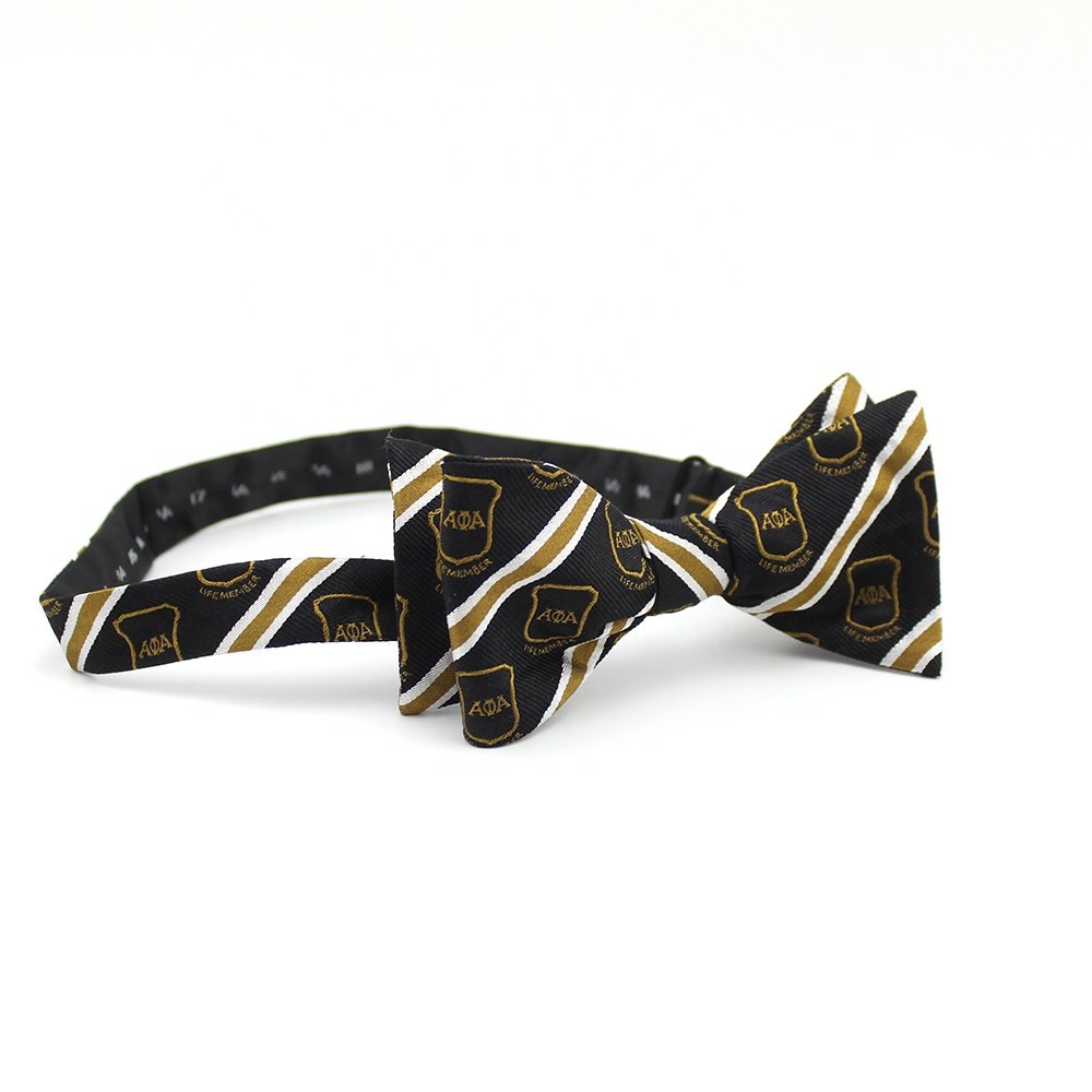 Mens Bowtie Fraternity Wholesale Adjustable Vintage Striped Black Custom Woven Logo Silk Man Self Tie Personalized Bow Tie
