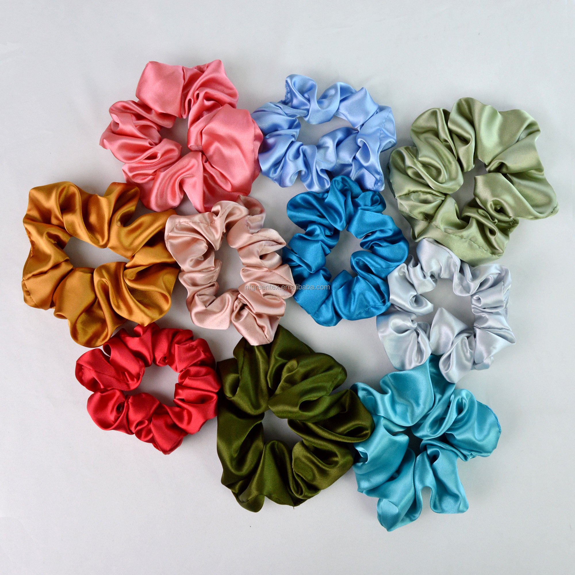 High Quality Luxury 3.5CM Scrunchie Silk Satin Ponytail Hair Scrunchies Ties Elastic Hair Bands For Women Girls