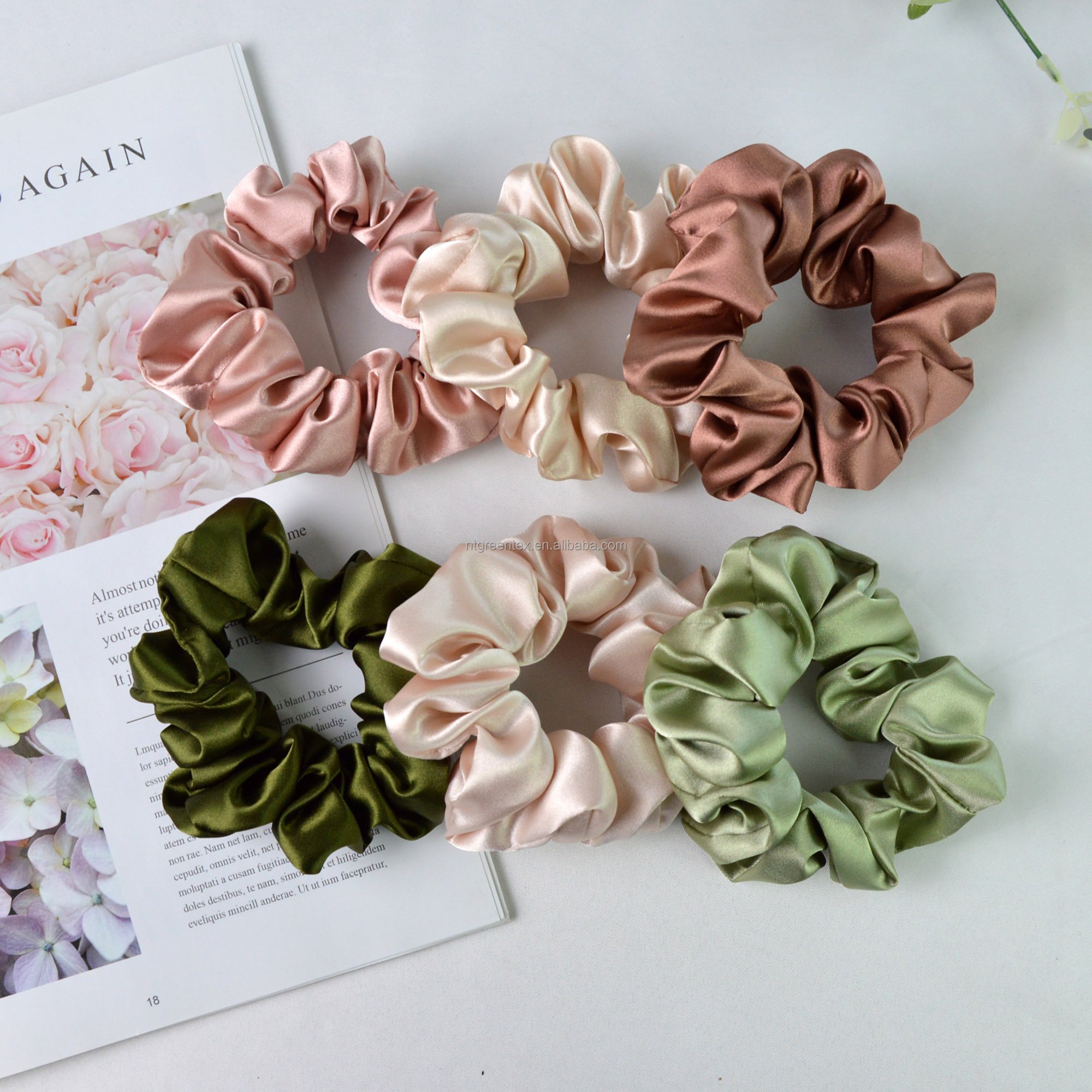 High Quality Luxury 3.5CM Scrunchie Silk Satin Ponytail Hair Scrunchies Ties Elastic Hair Bands For Women Girls