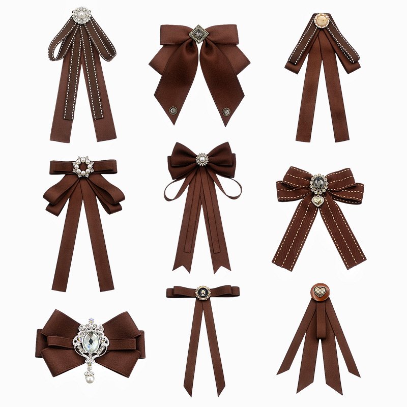 Coffee Brown Color Satin Bowties Bow Tie Luxury Bowtie Collection For Woman