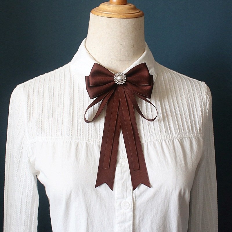Coffee Brown Color Satin Bowties Bow Tie Luxury Bowtie Collection For Woman