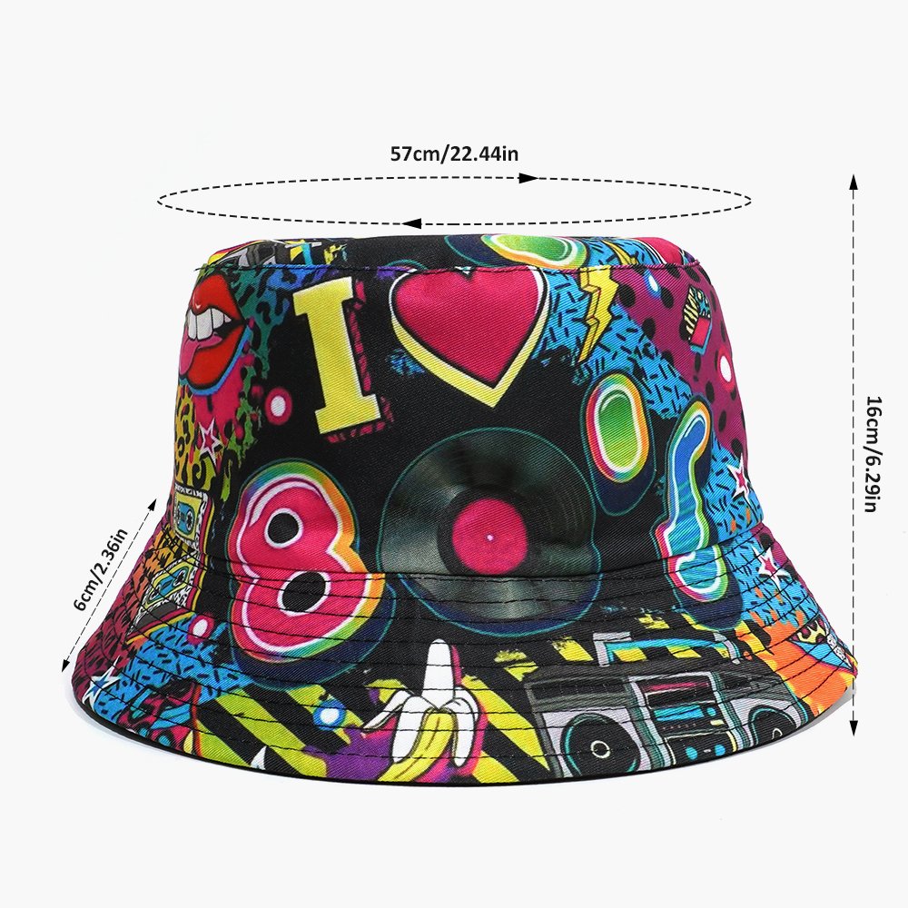 Custom Double-Sided Bucket Hat All Over Printing Vintage Disco Fisherman Hat Custom Reversible Sublimation Printing Tie Dyed Hat