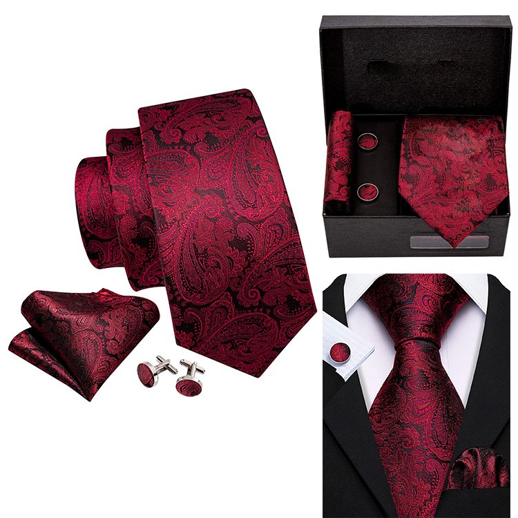 OEM Custom Label Paisley Tie Gift Box Men Silk Necktie Cheap Polyester Silk Paisley Necktie Ties Men
