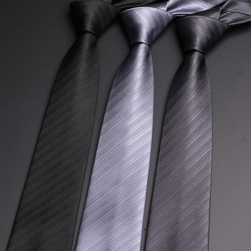 New 8CM black grey tie groom wedding tie diagonal striped suit accessories hand tie wholesale stock