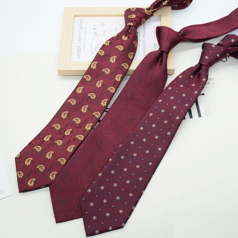 Tie men's formal dress vintage new wine red 8CM hand type business work students professional wear