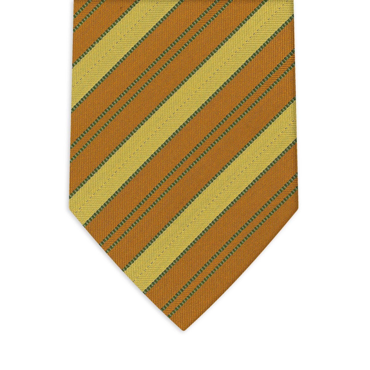 Italian Premium 100% Silk Jacquard Neck Tie Seven Fold Cagliari Yellow 148 cm Stylish Business Style Woven Weave
