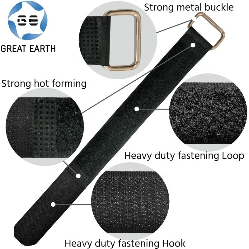 Adjustable Hook and Loop Strap Fasteners Tape Customizable Hook and Loop Cable Tie with Metal Buckle