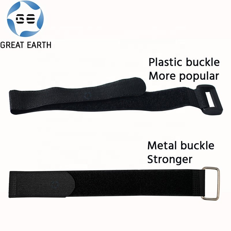 Adjustable Hook and Loop Strap Fasteners Tape Customizable Hook and Loop Cable Tie with Metal Buckle