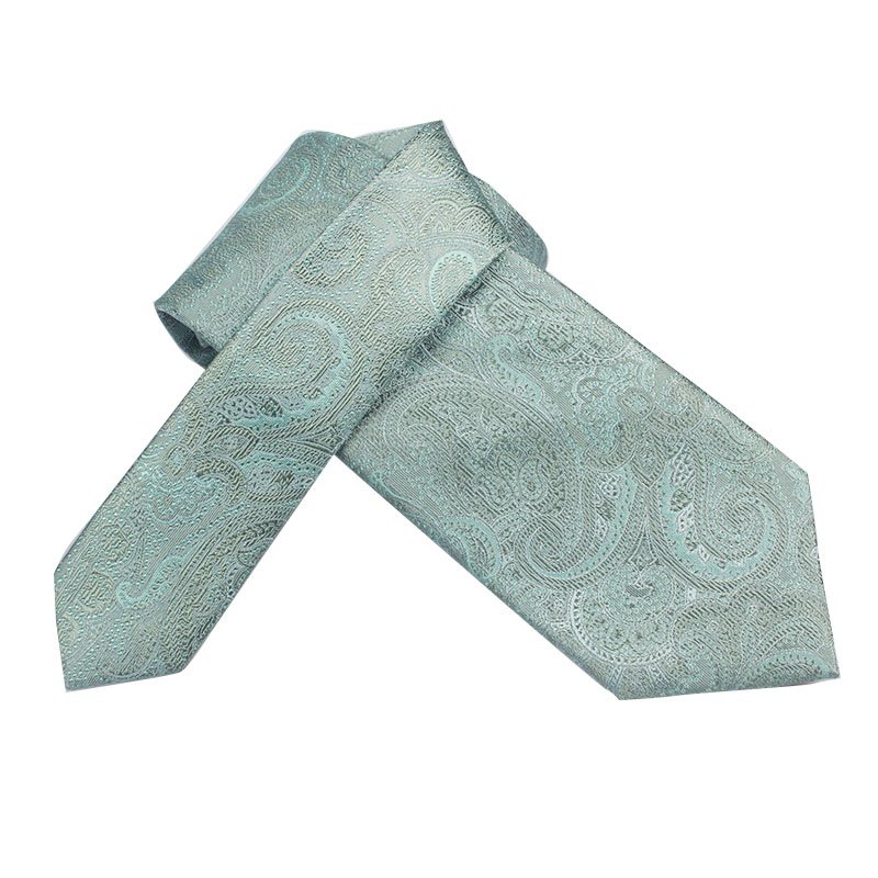 YAZHUO Factory Delivery Business Stripe Ties Blue Green Hand Made Printed Tie Fashion Custom Italian Silk Neck Ties for Men
