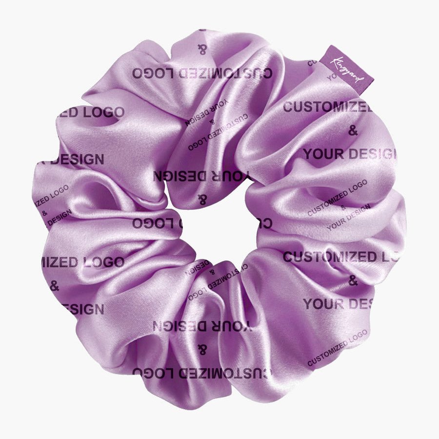 Creative personalized text design logo customized all over print scrunchie satin bamboo silk hair ties