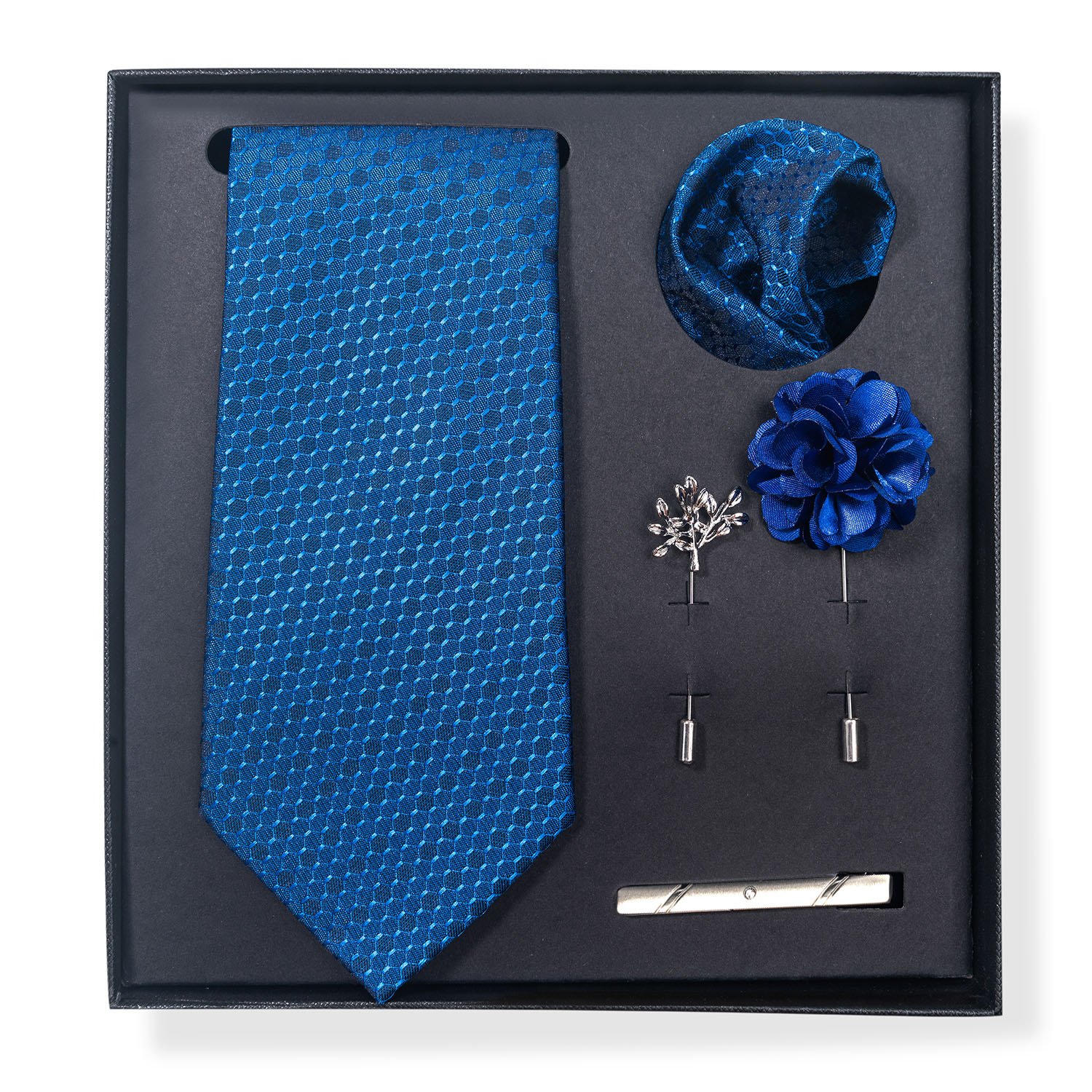 Brand Silk Gift Box Luxury Ties Handkerchief Tie Clip For Men Sets 8 cm Necktie For Men Brown Paisley Fit Party