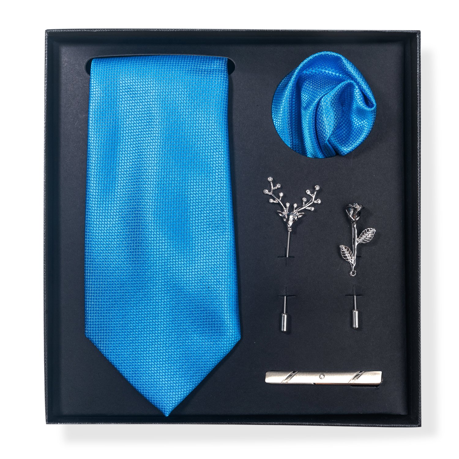Brand Silk Gift Box Luxury Ties Handkerchief Tie Clip For Men Sets 8 cm Necktie For Men Brown Paisley Fit Party