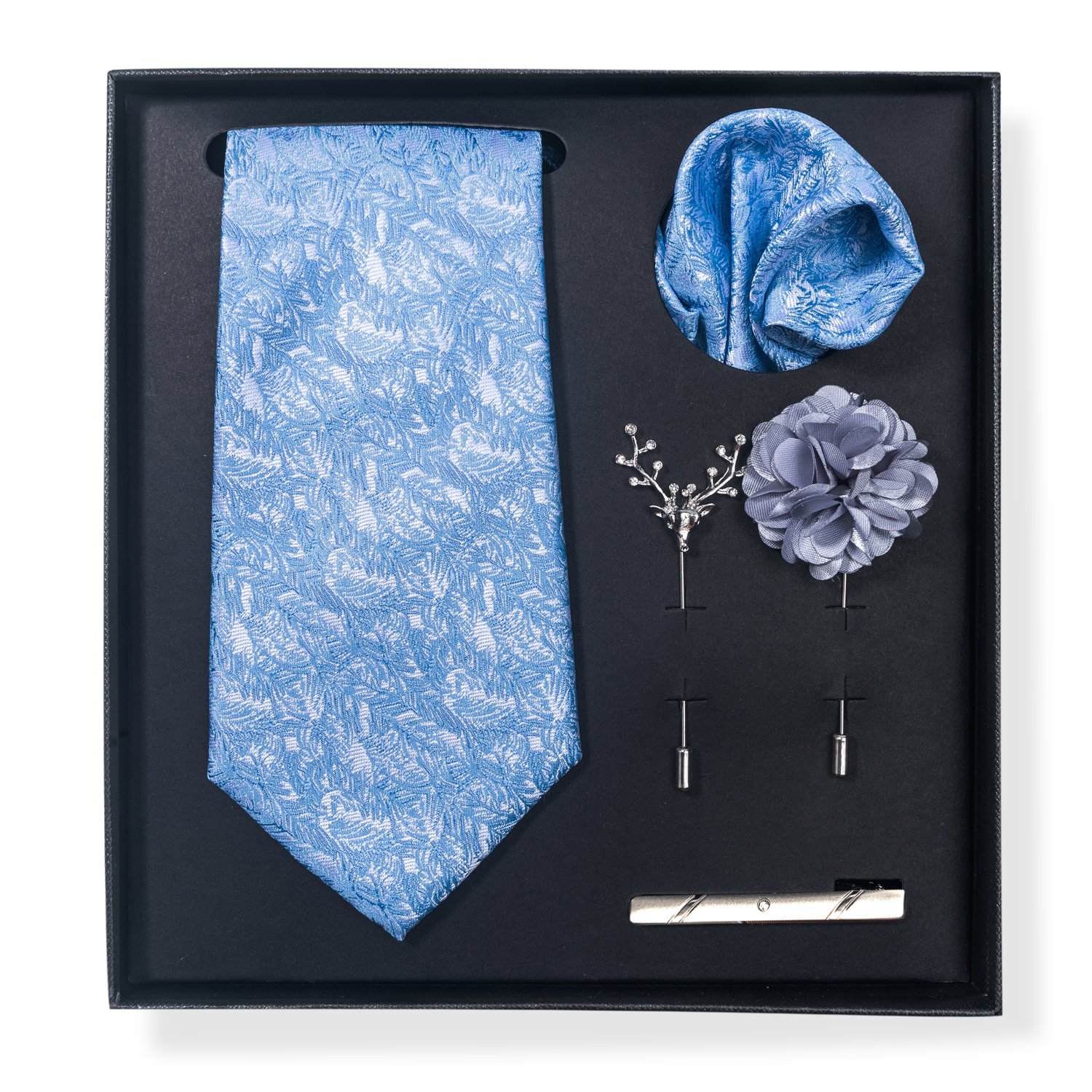 Brand Silk Gift Box Luxury Ties Handkerchief Tie Clip For Men Sets 8 cm Necktie For Men Brown Paisley Fit Party