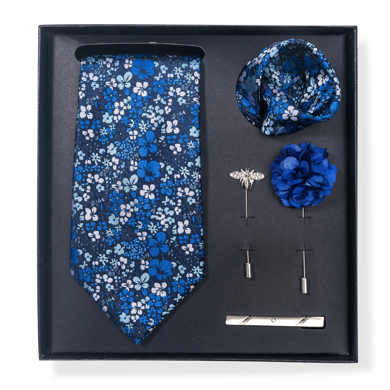 Brand Silk Gift Box Luxury Ties Handkerchief Tie Clip For Men Sets 8 cm Necktie For Men Brown Paisley Fit Party