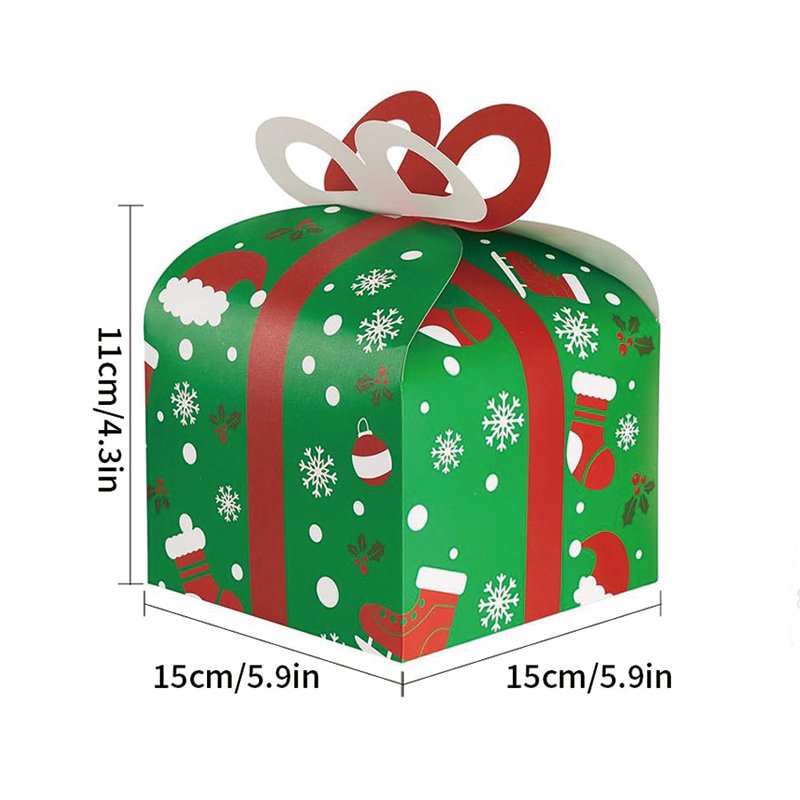 Christmas Santa Claus Snowman Gift Box Coated Paper with Sweet Candy Cookies Packaging Matt Lamination UV Coating Tied Ribbon