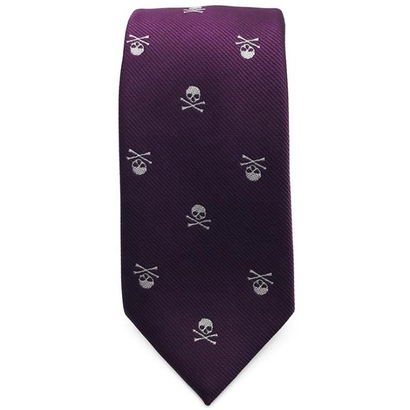 modern design custom skull logo solid color polyester halloween ties for men