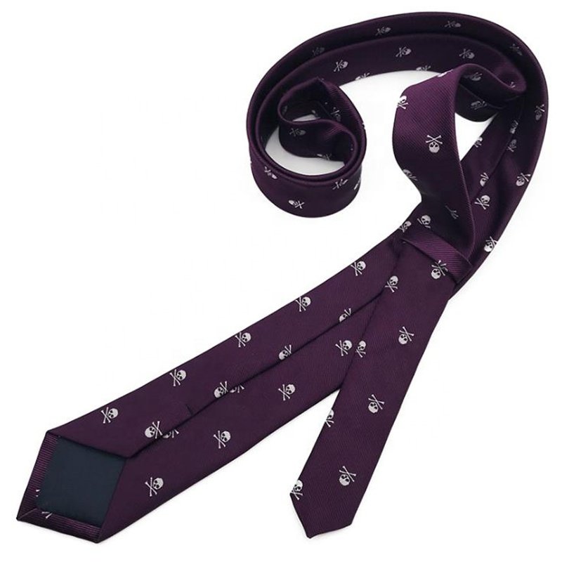 modern design custom skull logo solid color polyester halloween ties for men