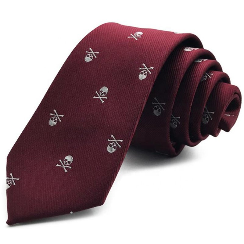 modern design custom skull logo solid color polyester halloween ties for men
