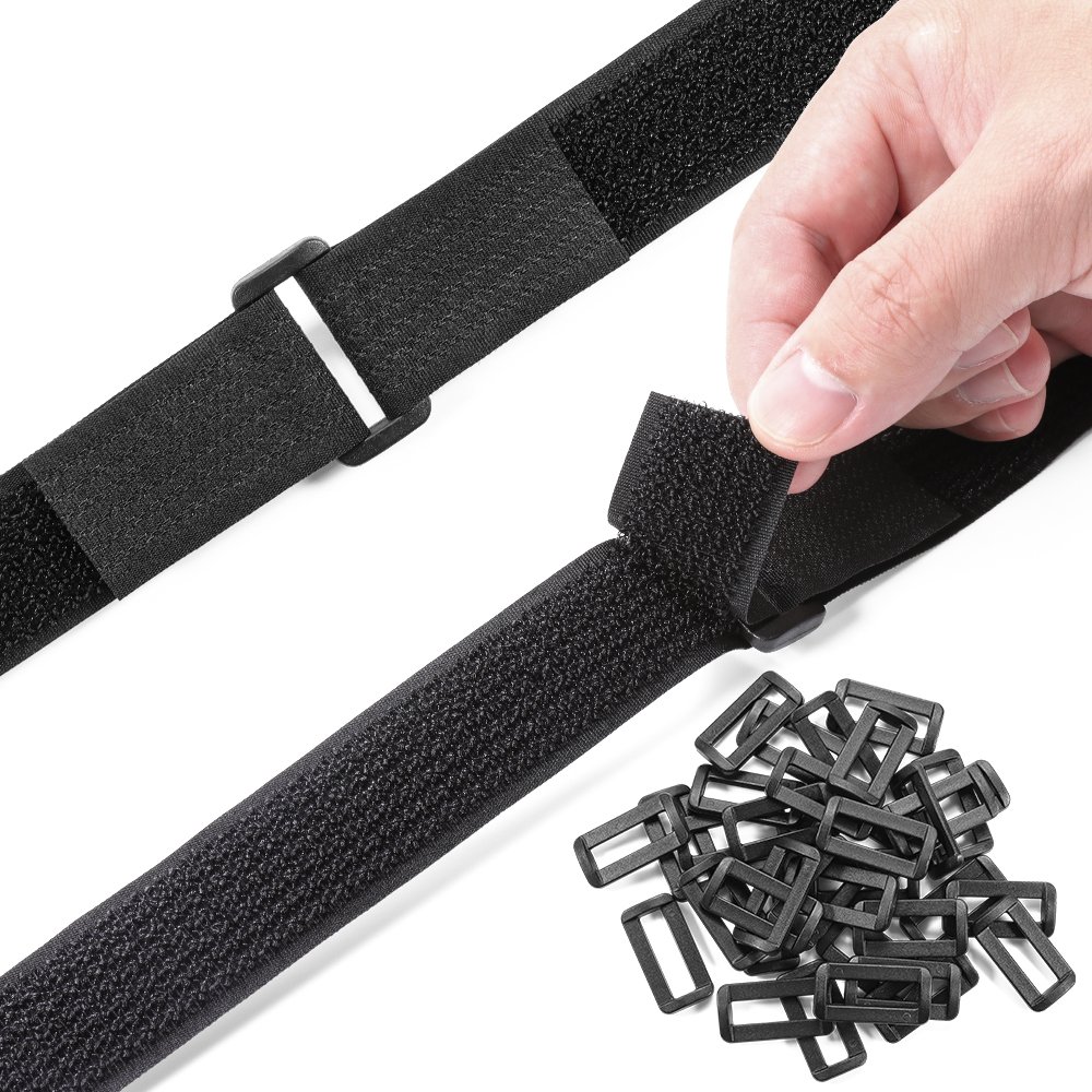 2 in 1 Hook and loop buckle strap Reusable Nylon Polyester Securing Cord Ties for Organizer or Storage