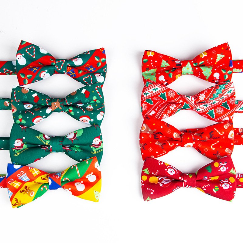 Christmas bowtie Cheap Bow tie Polyester print tie handmade