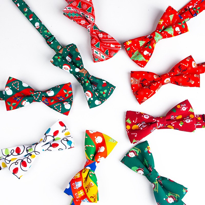 Christmas bowtie Cheap Bow tie Polyester print tie handmade