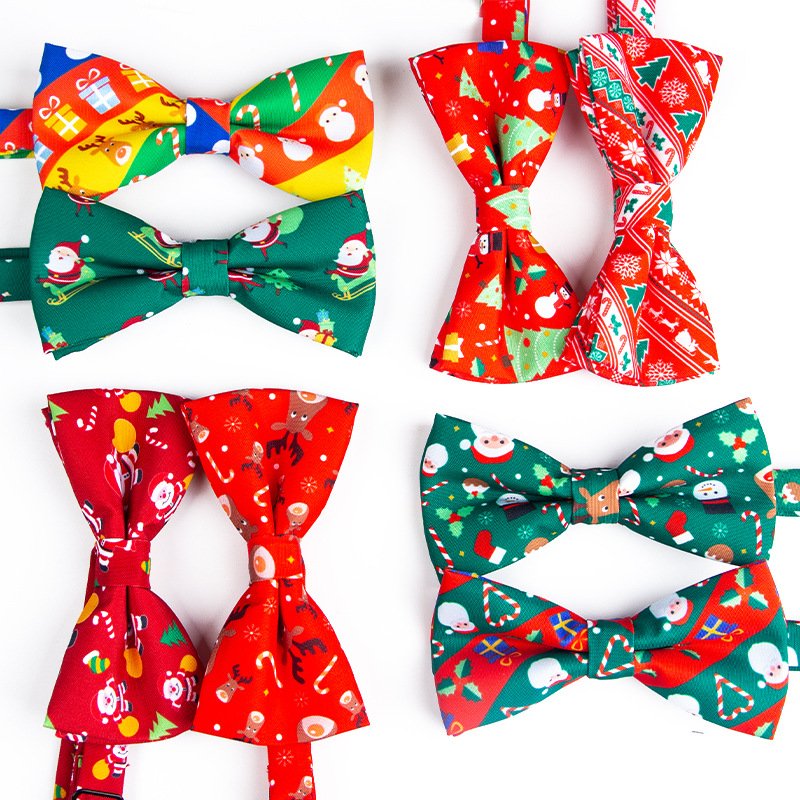 Christmas bowtie Cheap Bow tie Polyester print tie handmade