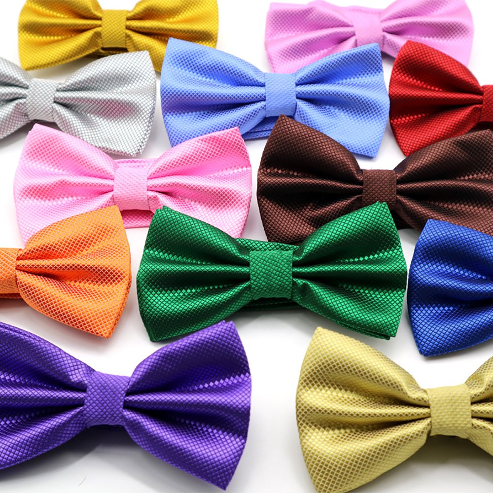 Wholesale Plain Black Mens Bowties Check Polyester Solid Color Bow Tie For men