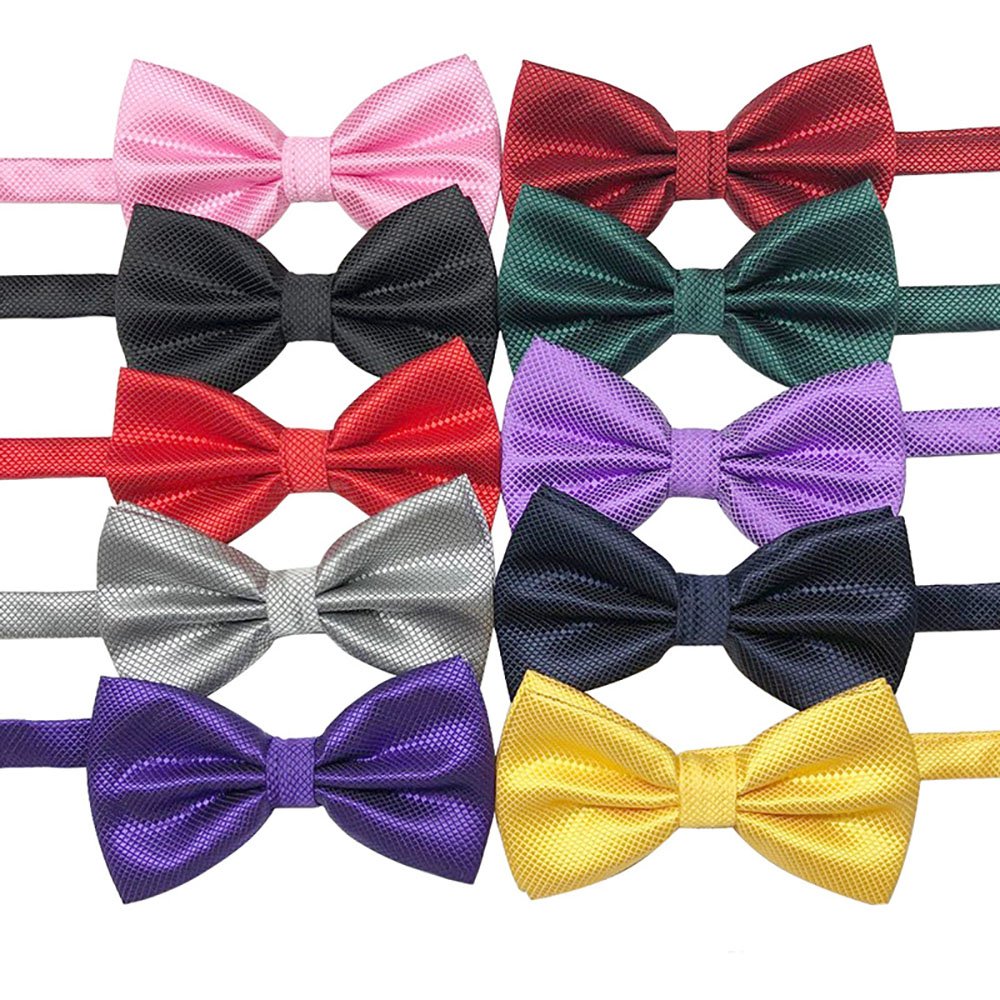 Wholesale Plain Black Mens Bowties Check Polyester Solid Color Bow Tie For men