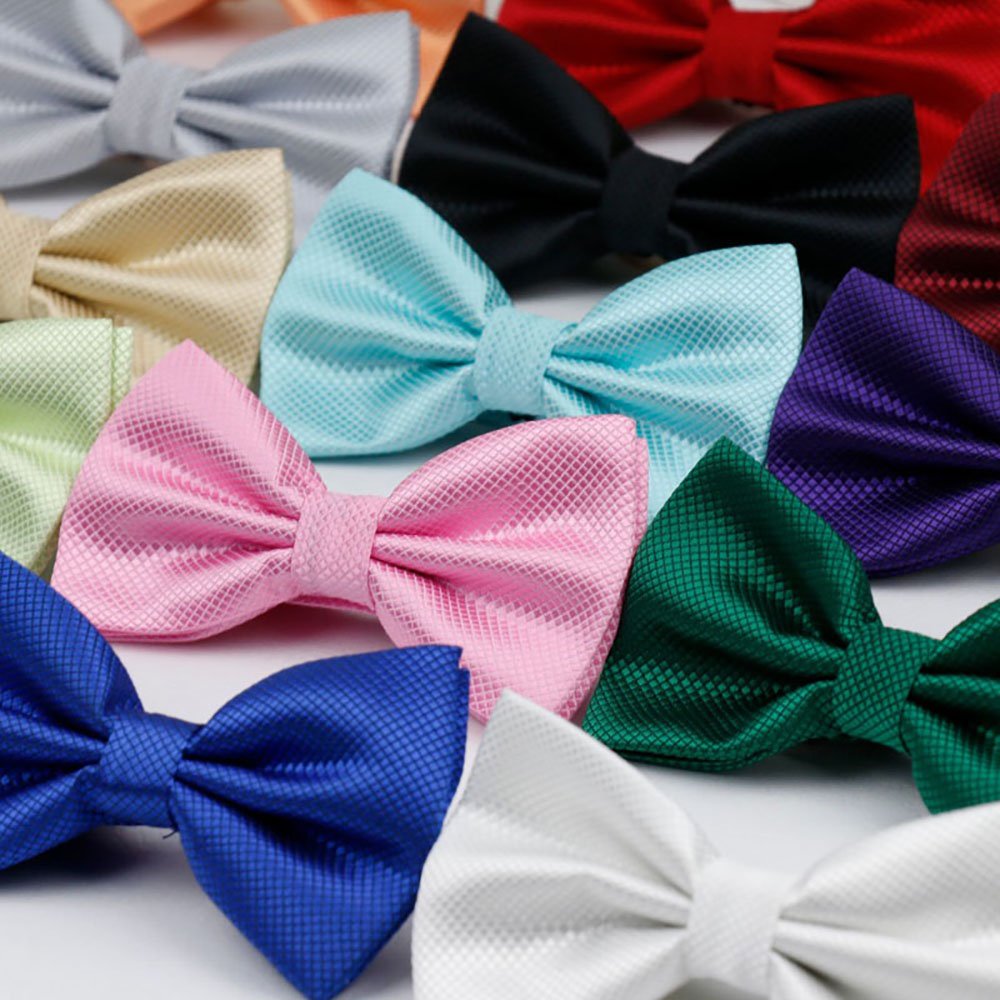 Wholesale Plain Black Mens Bowties Check Polyester Solid Color Bow Tie For men