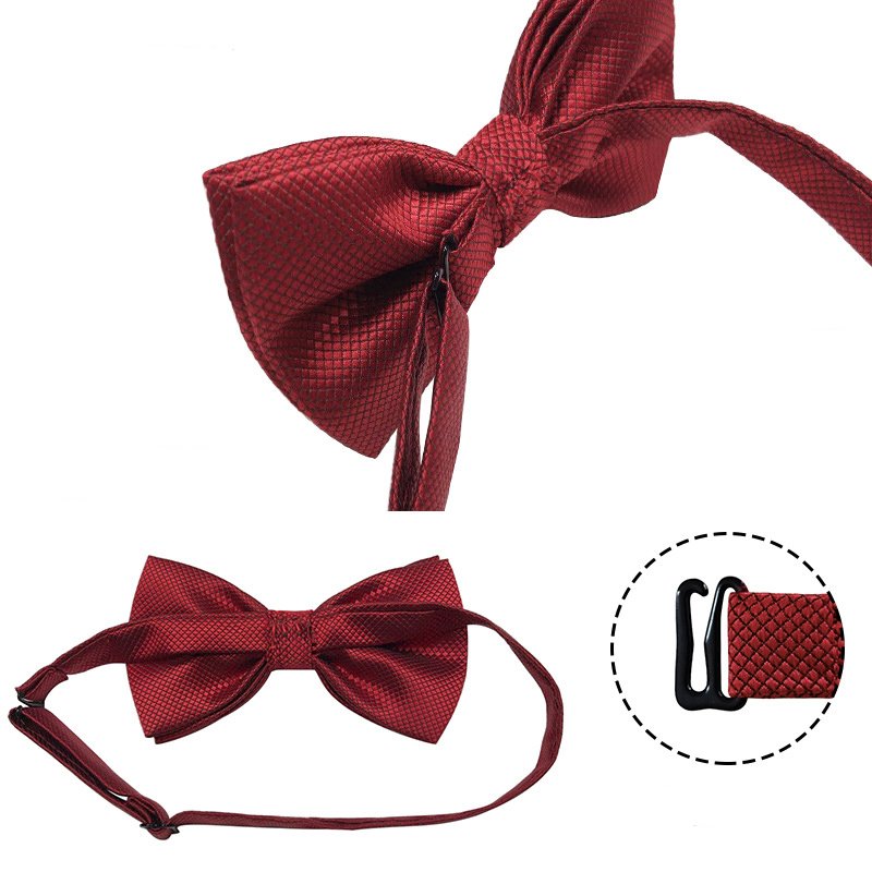 Wholesale Plain Black Mens Bowties Check Polyester Solid Color Bow Tie For men