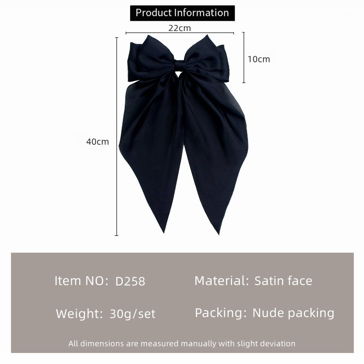 Rapid Sample Silk Fabric Ribbon Butterfly Hair Clips Over sized Long Tail Large Ribbon Bow Hairpins Hair Barrettes for Women