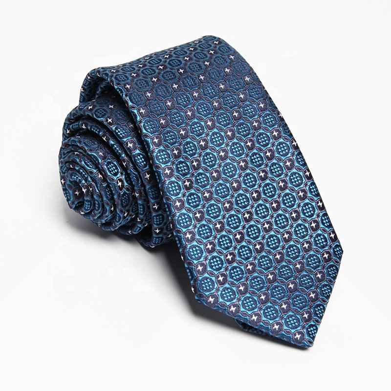 6cm high quality luxury Italian polyester necktie corbatas woven floral brown neck tie men's silk party formal ties for men