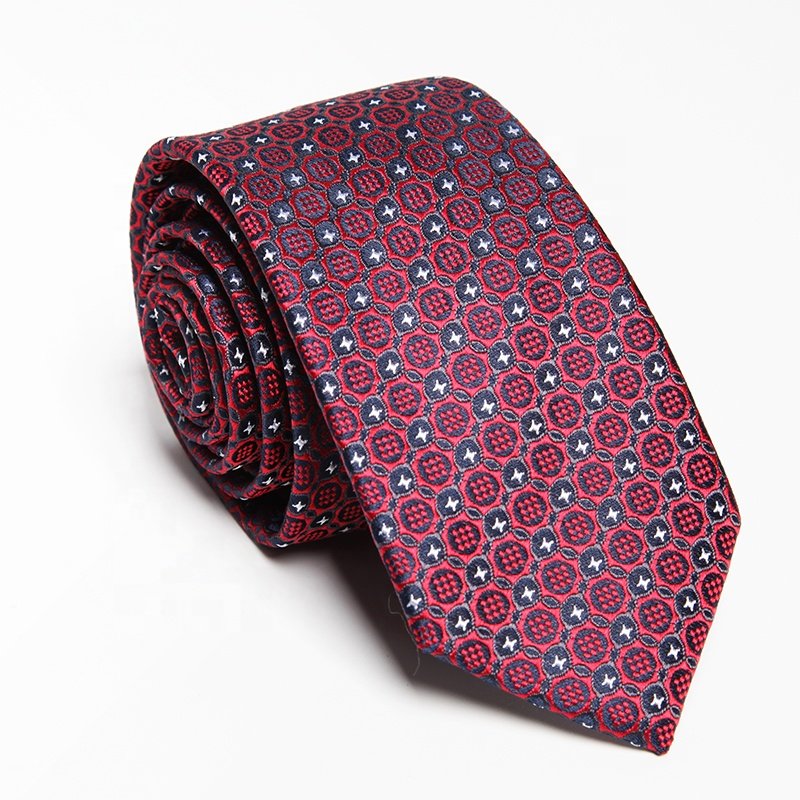 6cm high quality luxury Italian polyester necktie corbatas woven floral brown neck tie men's silk party formal ties for men