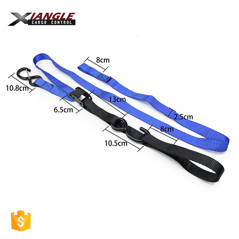 1inch dirt bikes metal cam buckle motorcycle tie down,ATV soft loop tie down strap ,S hook with lock motorcycle lashing straps