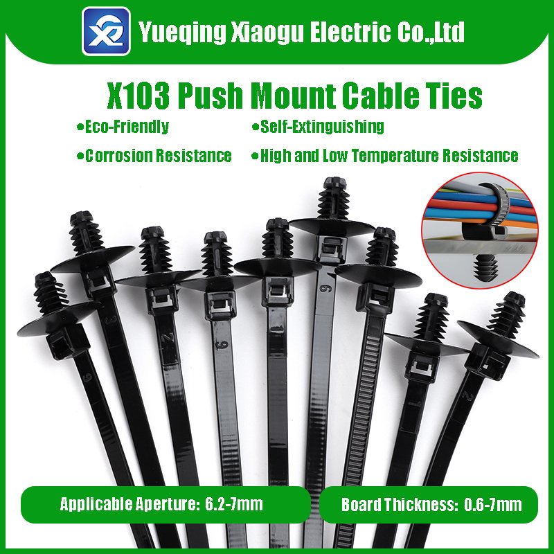 5*170mm Reliable Cable Security: Push Mount Fir Tree Head Nylon Cable Zip Tie with Self-Locking Mechanism