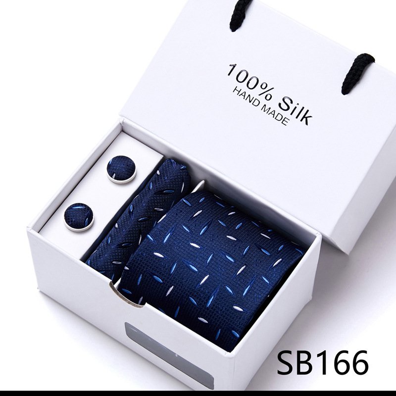 Wholesale Custom 100 Polyester Tie Pocket Square Tie Clip Cufflinks Necktie Gift Box Set Orange And Blue Ties For Men