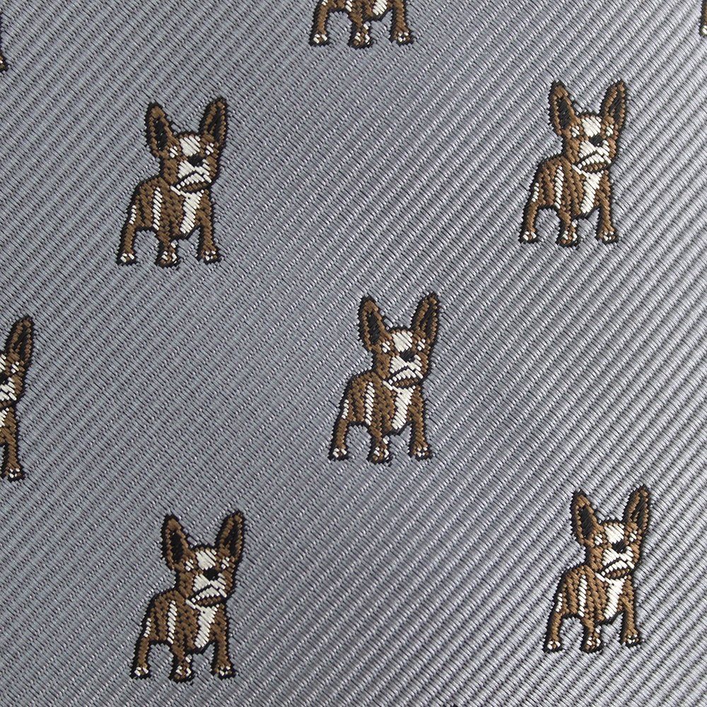 China Wholesale Necktie Self Tie Bow Tie Polyester Microfiber Woven Custom Repetitive Bulldog Neck Tie Animal Motif For Men