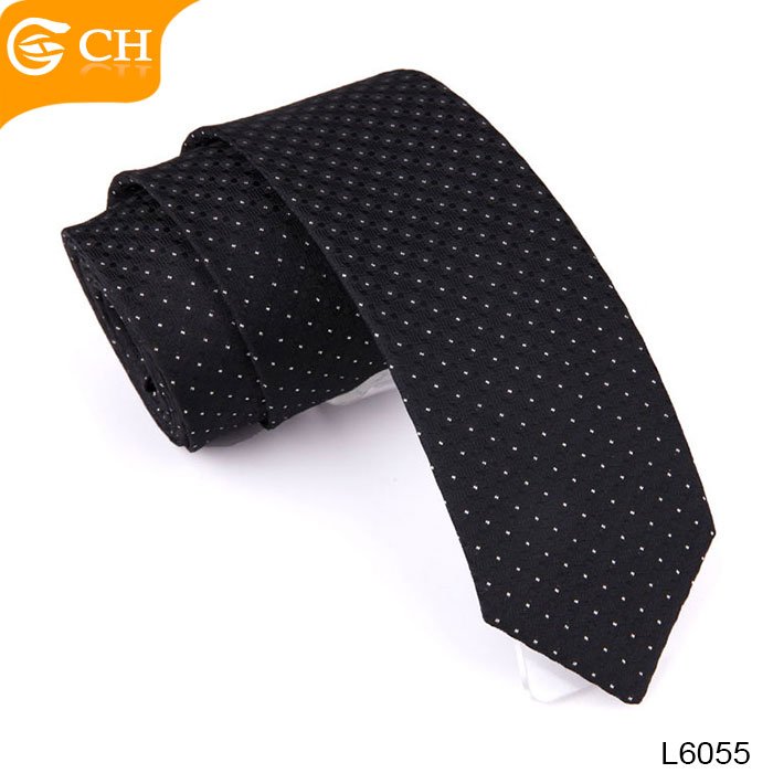 Various Designs 100% Polyester 6CM Classical Black Mens Ties Slim For Wholesale