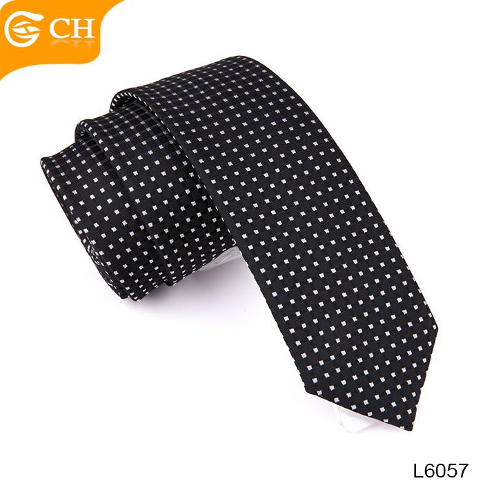 Various Designs 100% Polyester 6CM Classical Black Mens Ties Slim For Wholesale