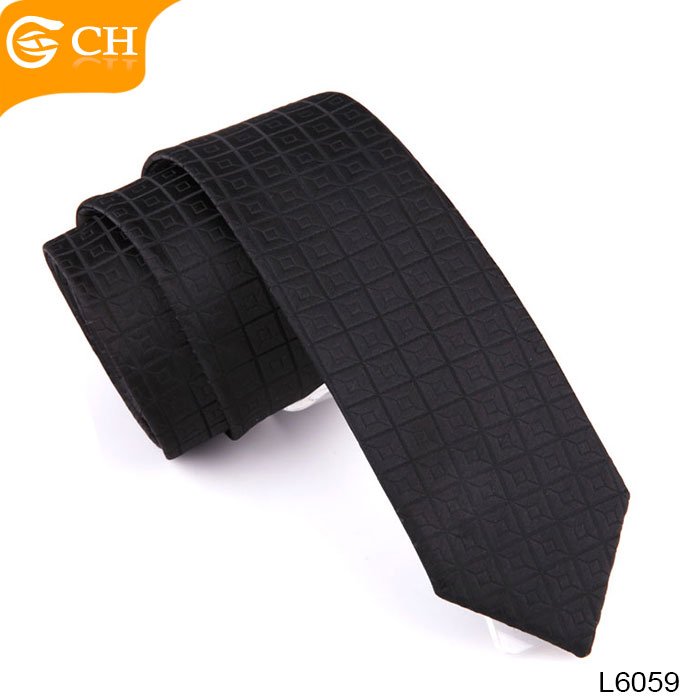 Various Designs 100% Polyester 6CM Classical Black Mens Ties Slim For Wholesale