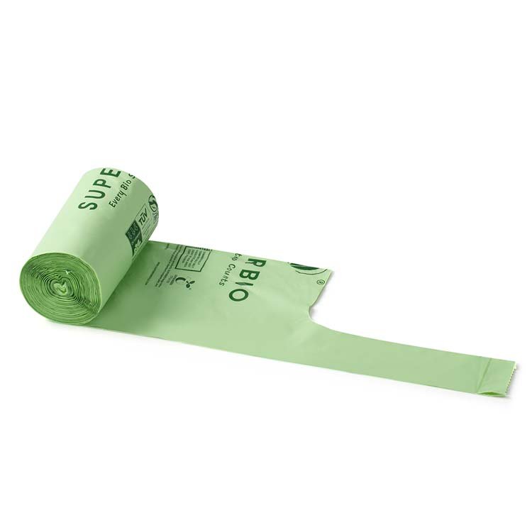 Eco friendly 100% biodegradable bathroom bags handle tie compostable garbage bags 2.6 gallon 100 pcs per box