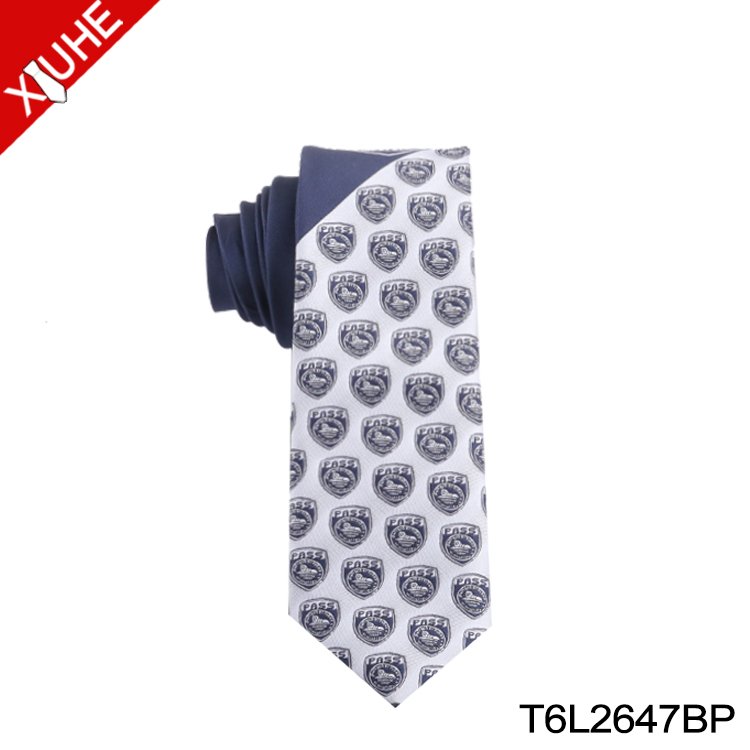 Slim Ties Woven School Uniform Student Ties Mens Custom Polyester Logo Necktie